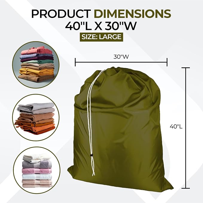 Laundry Bag with Locking Closure Drawstring – Extra Large Heavy Duty 100% Nylon - Image 2