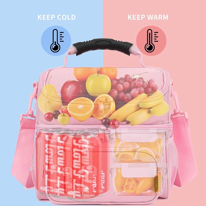 FlowFly Double Layer Cooler Insulated Lunch Bag Adult Lunch Box Large Tote Bag - Image 2