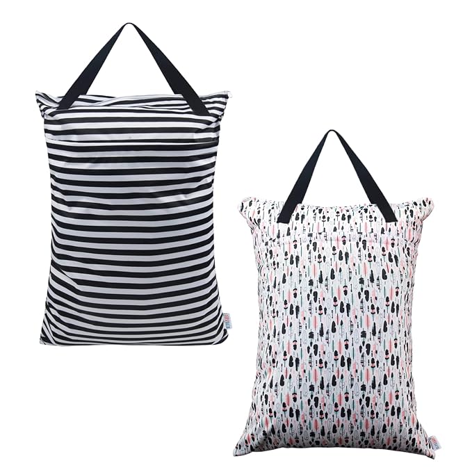 ALVABABY 2 Pack Large Wet Dry Bag Waterproof Hanging Cloth Diaper by ALVABABY