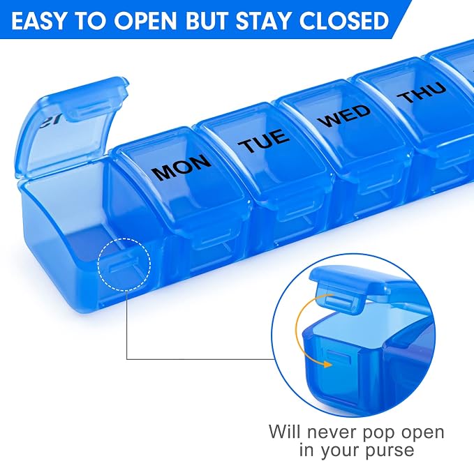 Small Pill Organizer 2 Times a Day, 2 Pack 7 Day Pill Box 1 Time a Day - Image 5