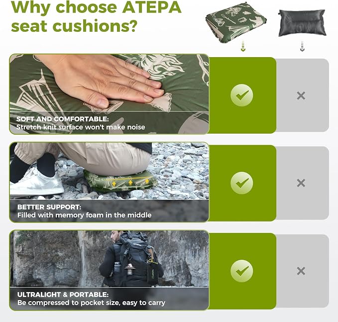 ATEPA Inflatable Stadium Seat Cushion, Self-Inflating Memory Foam Stadium Seats - Image 6
