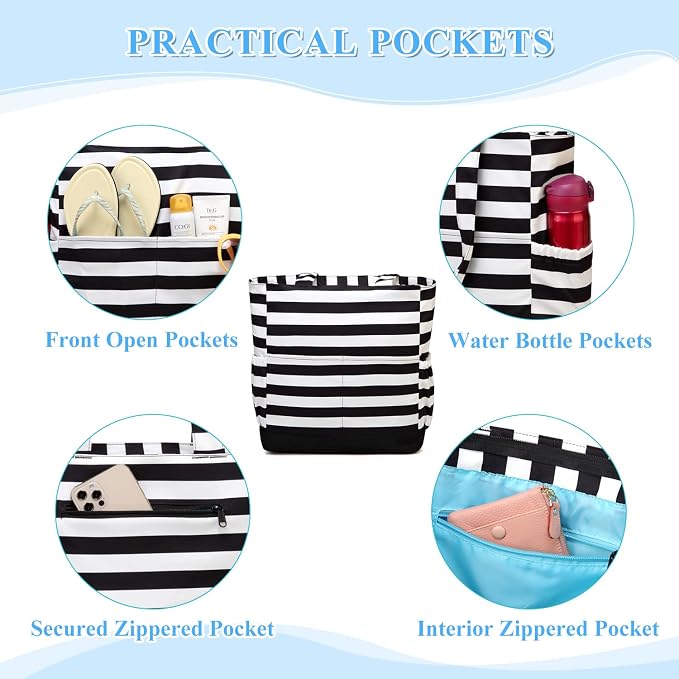 VASCHY Beach Bag for Women, Large Waterproof Sandproof Fold-able Packable Pool - Image 5