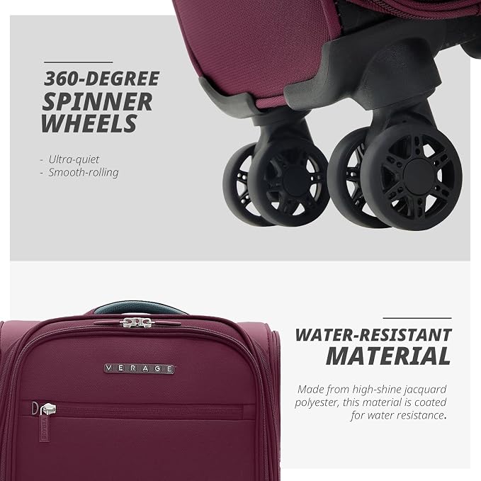 Verage Under Seat Luggage with Wheels，Softside Small Suitcase Spinner Carry On - Image 7
