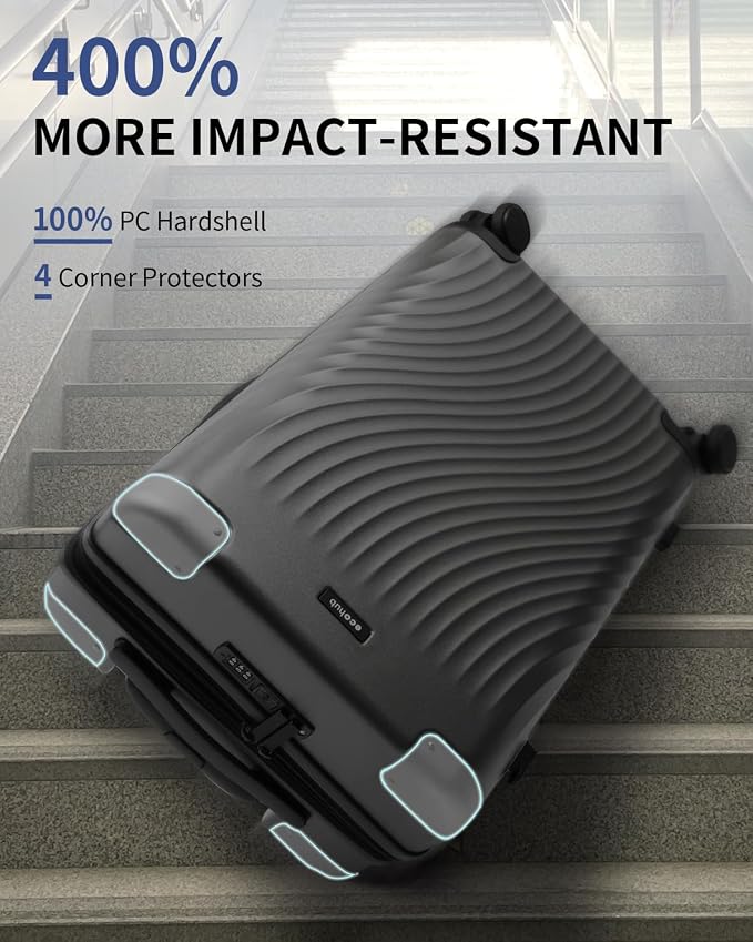 ECOHUB Hardside Expandable Carry On Luggage Sets, Recycled PC 20/24" Rolling - Image 2