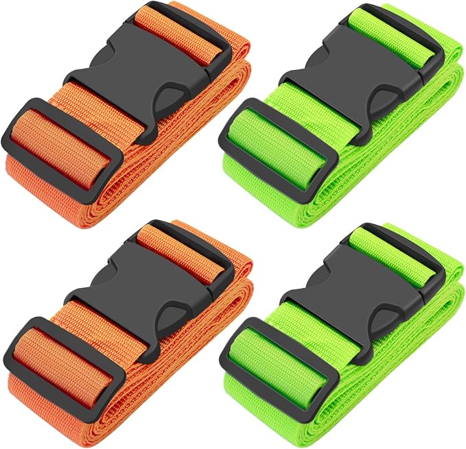 BILIONE 4 Pack Luggage Straps 79" Long Belts Keep Suitcase Secure While by BILIONE