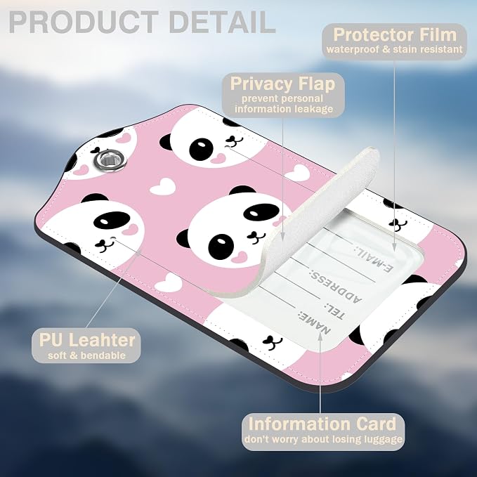 2 Pcs Cute Panda and Heart Luggage Tags - Image 3