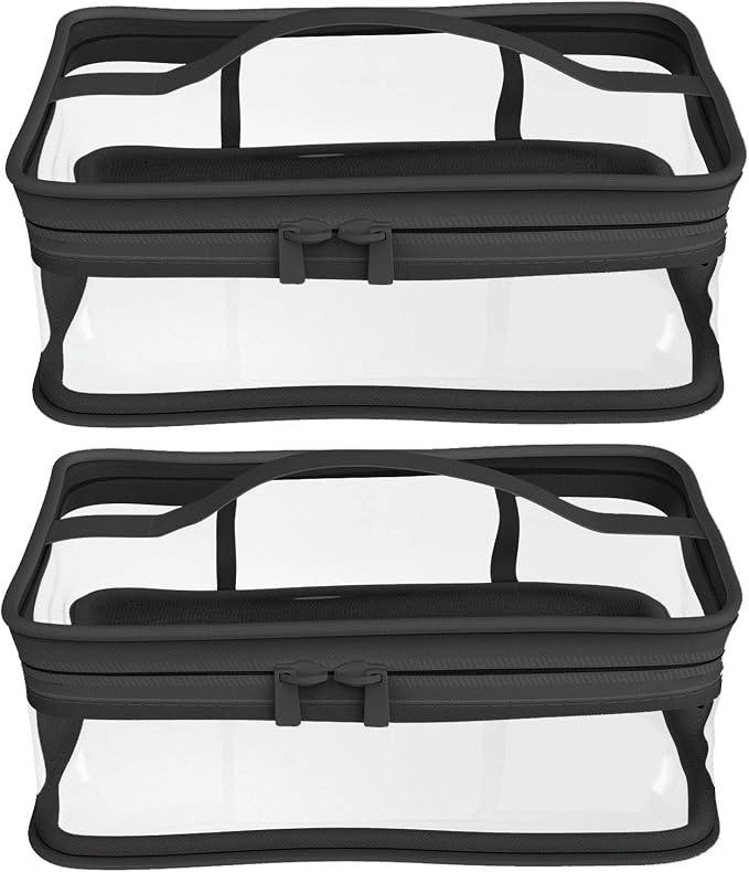 Black Transparent Cosmetic Bag Waterproof Handbag Portable Travel Work Make Up by BallHull