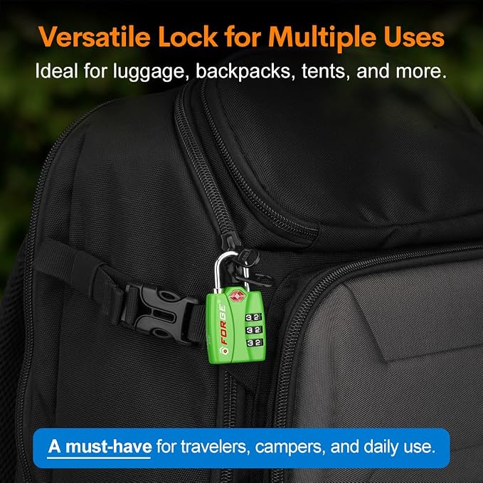 Forge Luggage Locks TSA Approved 4 Pack 4 Colors, Small Combination Lock - Image 5