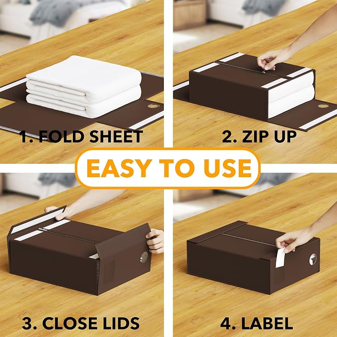 SpaceAid 3 Pack Bed Sheet Organizers and Storage, Foldable Sheet Organizer - Image 3
