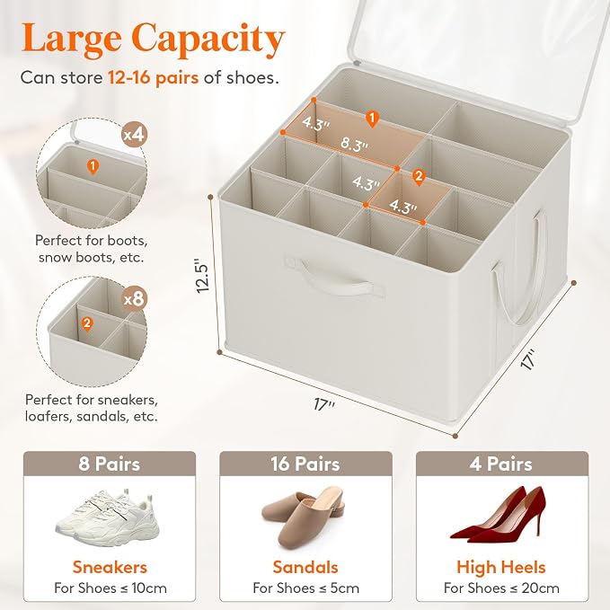 Lifewit Shoe Storage Organizer for Closet, Fits 12-16 Pairs, Large Shoe Box - Image 2