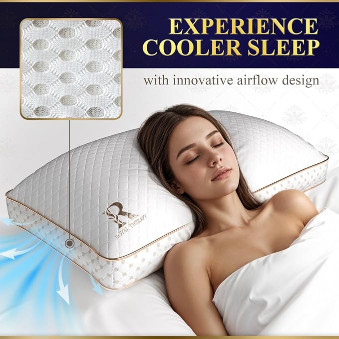 Royal Therapy 2-Pack Queen Memory Foam Pillow, Adjustable Shredded Odor-Free - Image 2
