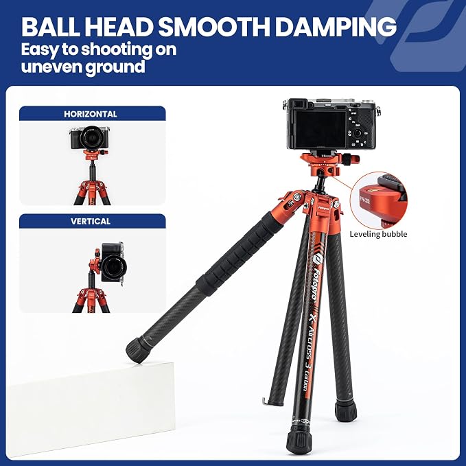 Fotopro Carbon Fiber Tripod 1.7lbs Ultralight 62 Inch Portable Compact Travel - Image 4