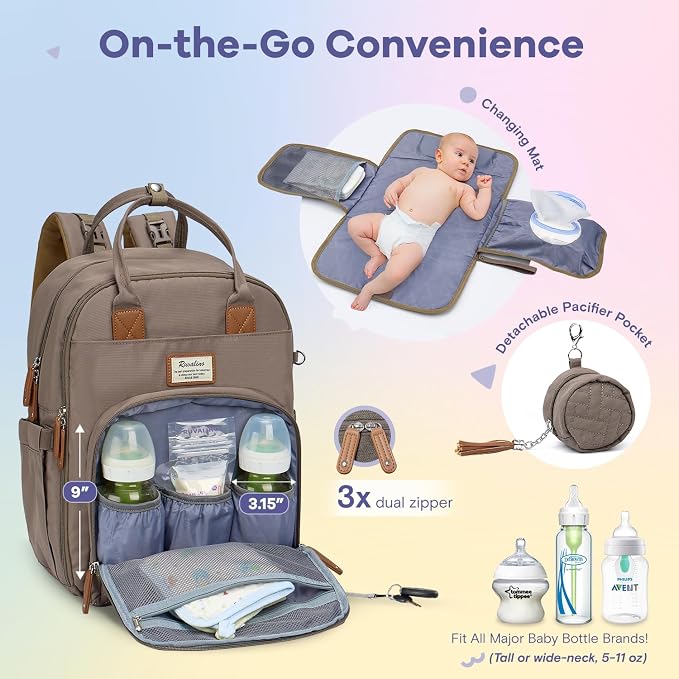 RUVALINO Diaper Bag Backpack, Large Capacity, Waterproof - Image 3