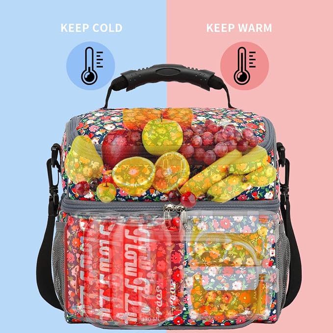 FlowFly Double Layer Cooler Insulated Lunch Bag Adult Lunch Box Large Tote Bag - Image 2