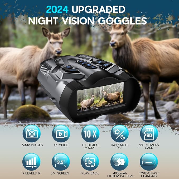 4K Night Vision Goggles for Adults, 10X Zoom Night Vision Binoculars - Image 2