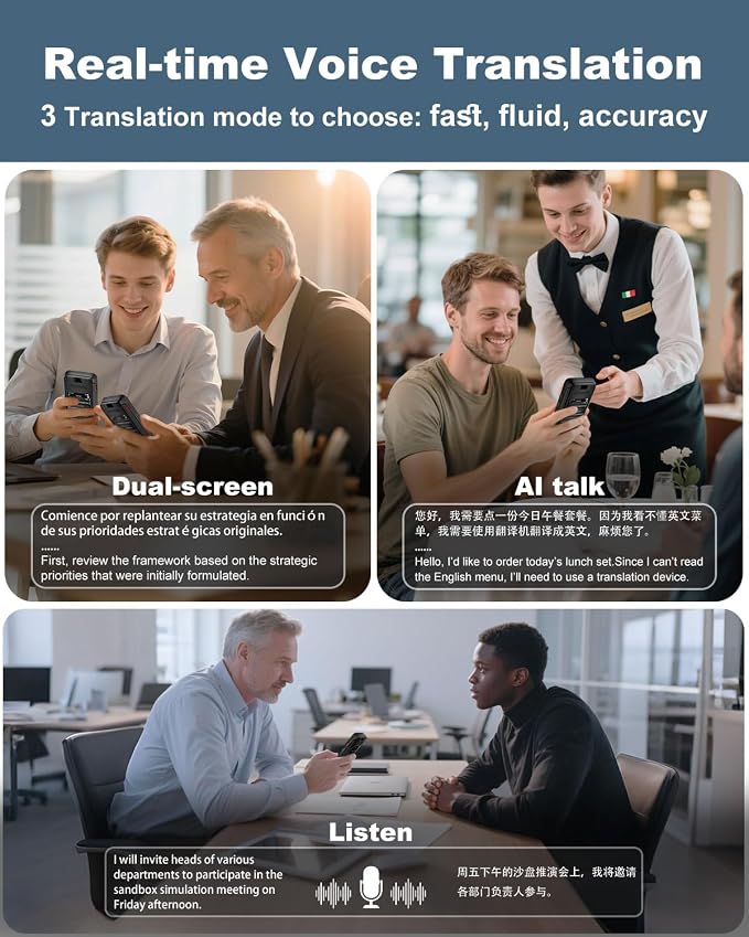Language Translator Device No WiFi Needed, Dual Screen Real Time Translator Two - Image 4