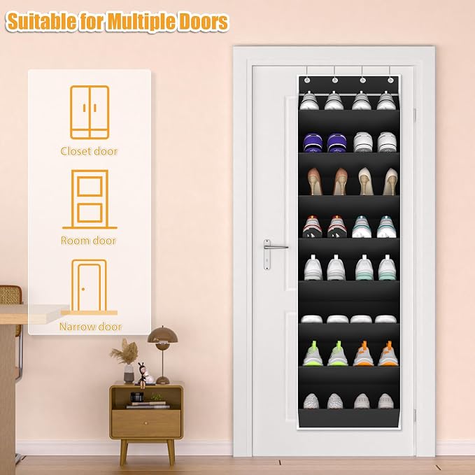 Over The Door Shoe Organizer Storage Fit 16-24 Pairs Hanging Shoe Rack Organiser - Image 5