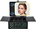 Makeup Box with Magnetic Lighted Up Mirror Makeup Organizer Box Travel Cosmetic by Faquenc
