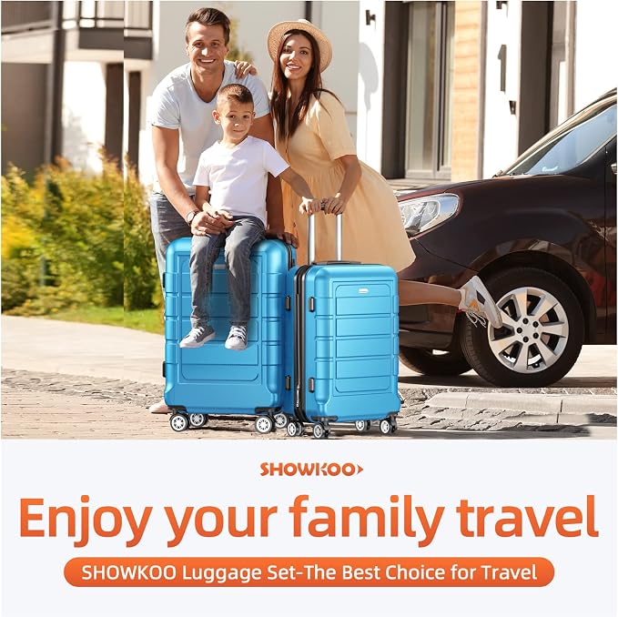 SHOWKOO Luggage Sets Expandable PC+ABS Durable Suitcase Sets Double Wheels TSA - Image 2