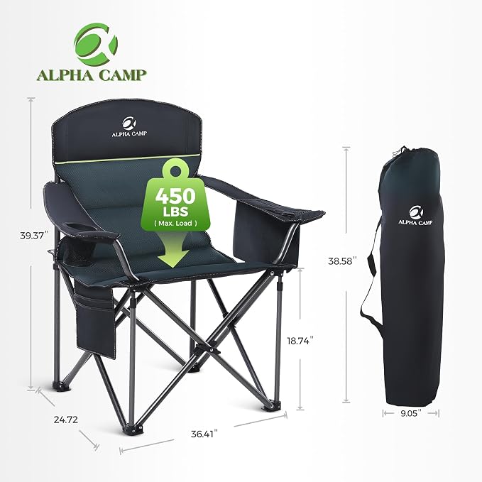ALPHA CAMP Oversized Camping Chair Heavy Duty Lawn Chair - Image 3