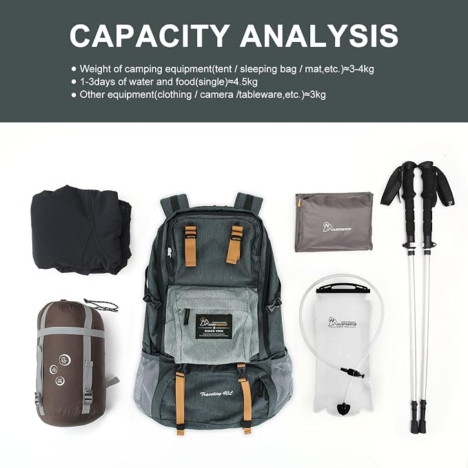 MOUNTAINTOP 40L Hiking Backpack Lightweight Travel Backpack - Image 7