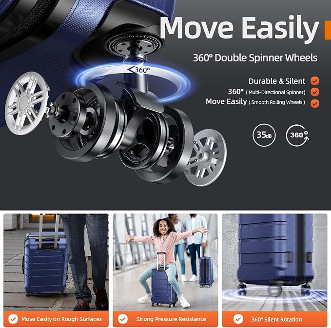 SHOWKOO Luggage Sets Expandable PC+ABS Durable Suitcase Double Wheels TSA Lock - Image 3
