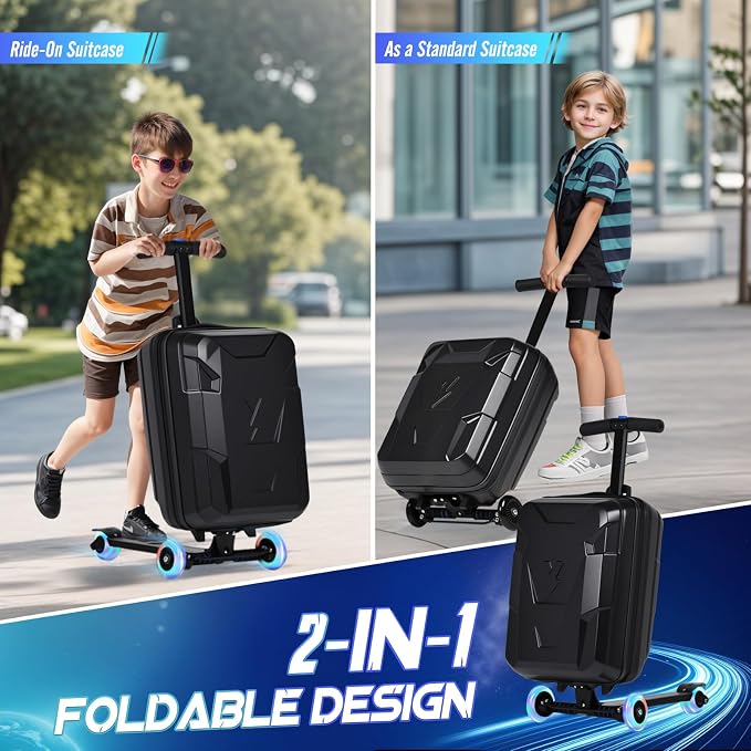 smilesun Scooter Suitcase for Kids & Adults, Foldable Carry On Travel Luggage - Image 2
