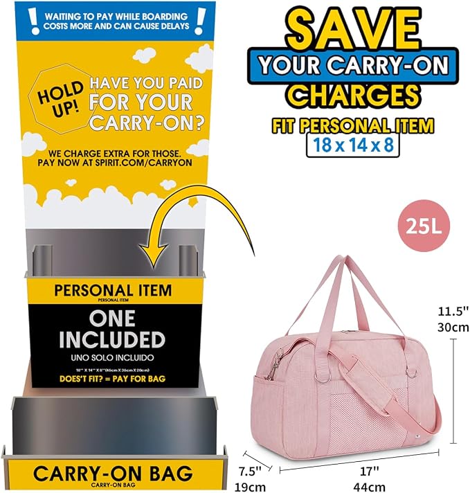 Narwey For Spirit Airlines Personal Item Bag 18x14x8, Small Duffle Bag for - Image 3