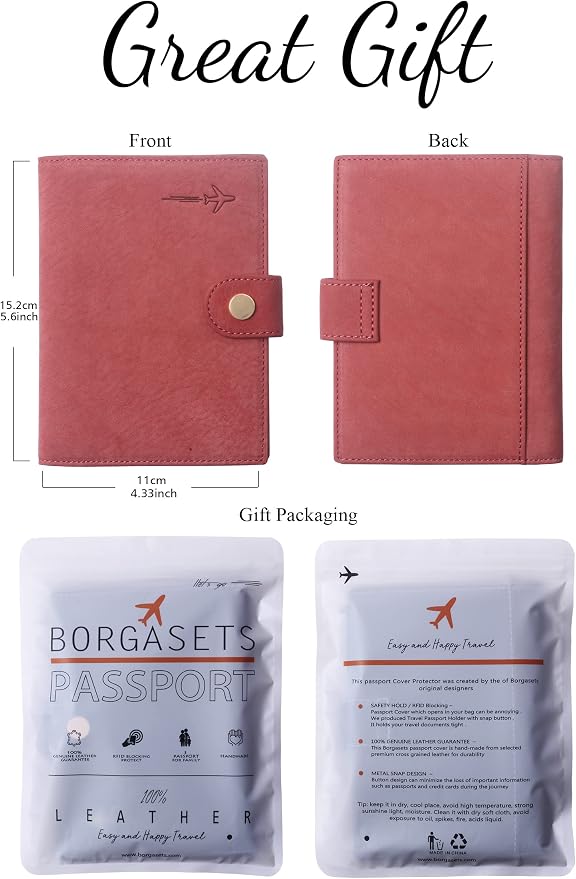 Genuine Leather Passport Case, RFID Passport Cover - Image 7