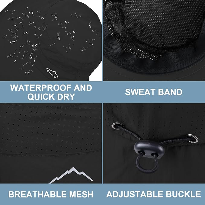 Sun Hat for Men Women with Neck Flap, UPF 50+ UV Protective Hiking Fishing Hats - Image 4