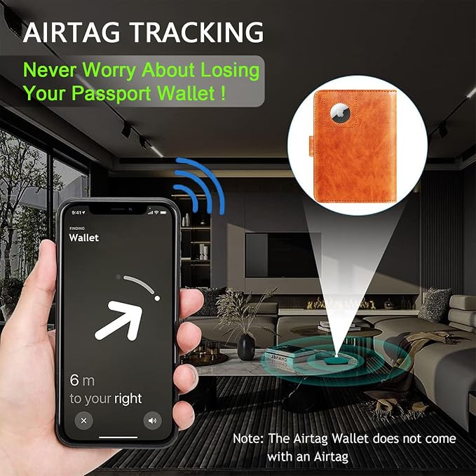Airtag Passport Holder Cover Wallet RFID Blocking Leather Case Travel - Image 5