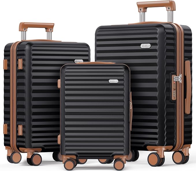 SHOWKOO Luggage Sets 3 Piece Hardside Expandable Suitcase by SHOWKOO