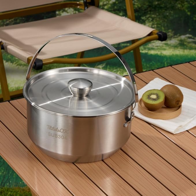 Camping Cookware Set 304 Stainless Steel 10pcs Pots & Pans, Travel Mesh Bag - Image 8