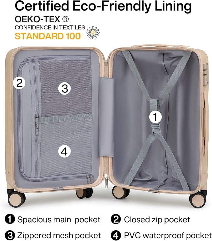 Hanke 20/29 Inch Carry On Luggage Sets 2 Piece Hard Shell Suitcases - Image 5