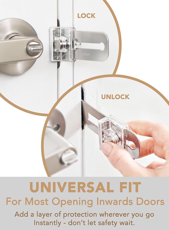 Greatim Portable Door Lock for Travel Hotel Safety, Stainless Steel Security - Image 2