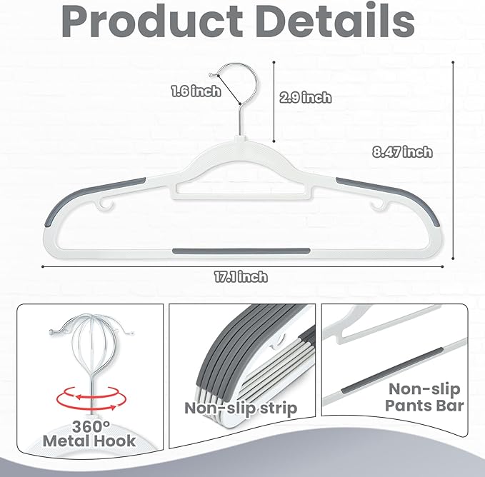 Plastic Hangers 50 Pack, Slim Clothes Hangers Non Slip, Non-staining Space - Image 7