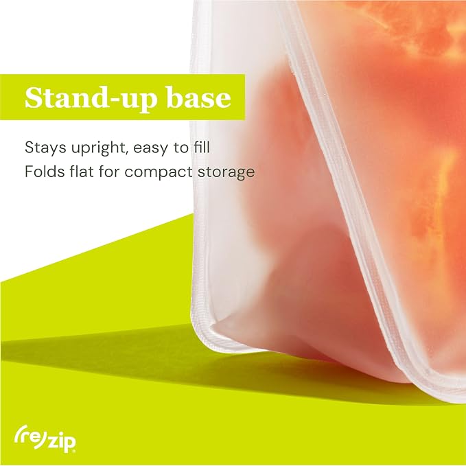 zip 5-pack Stand-Up Reusable Bags | BPA-Free, Food Grade, Freezer and - Image 4
