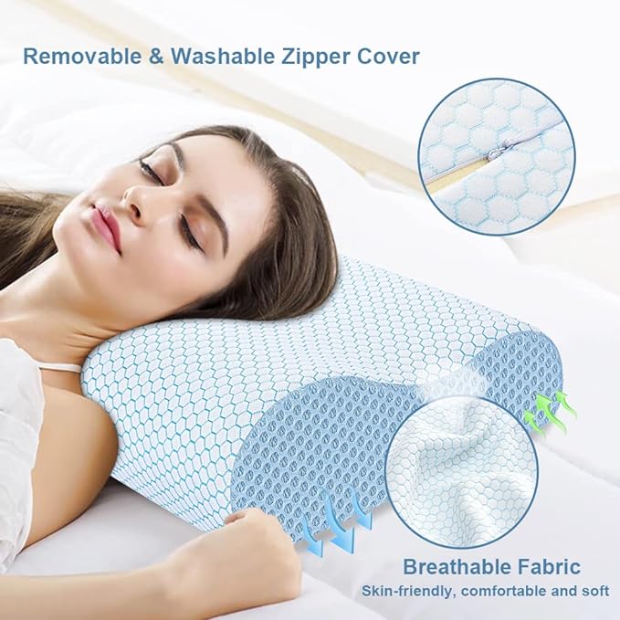 Anvo Memory Foam Pillow, Neck Contour Cervical Orthopedic Bed Pillow - Image 6