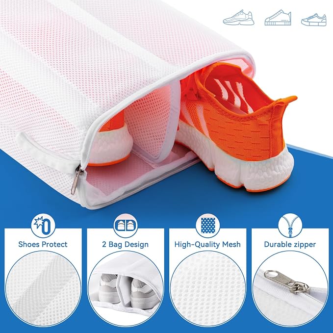 2-in-1 Shoe Dry Bag for Sneaker Dry & Wash, Dual-zone Mesh Sneaker Dryer Bag - Image 3