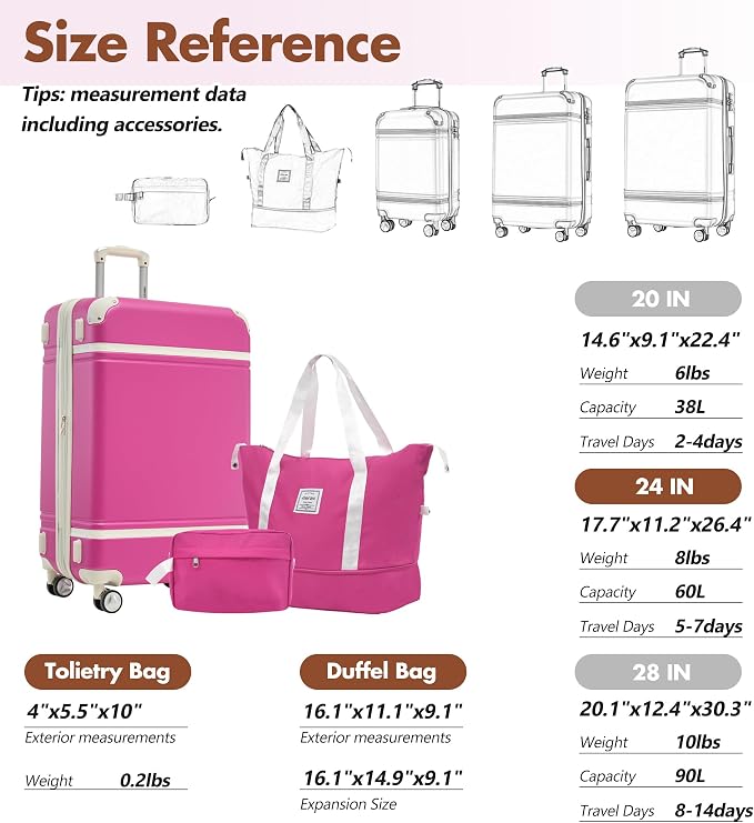 Merax Suitcase Set 24 inches Expandable Luggage - Image 2