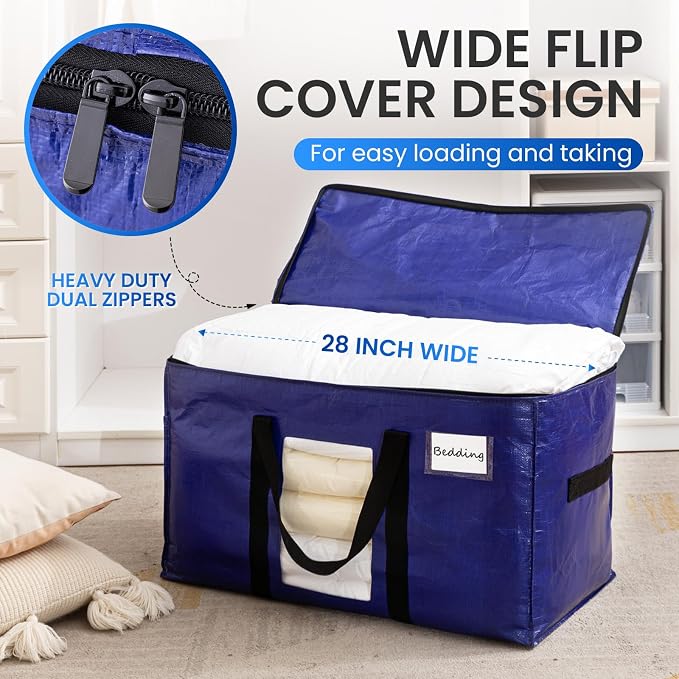 TAILI 4 Pack Dark Blue Extra Large Moving Bags, Heavy Duty Totes - Image 5
