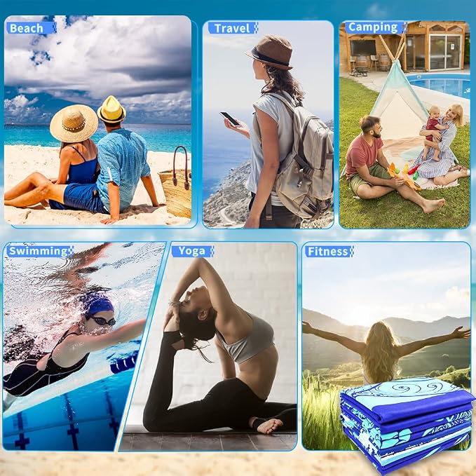 4 Pack Microfiber Oversized Lightweight Beach Towel 71"x32" XL Extra Large Thin - Image 7