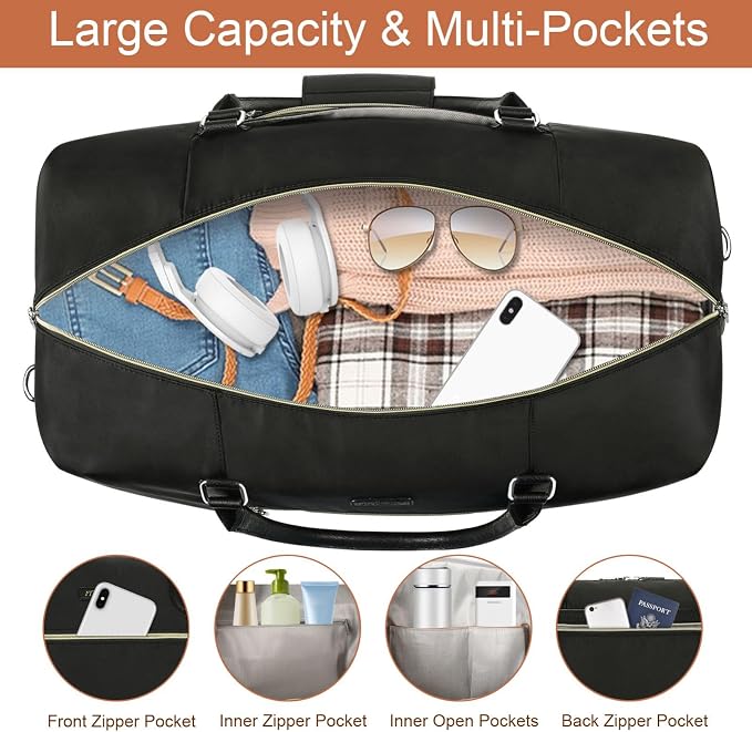 Weekender Bag for Women, Travel Duffel Bag Carry On Overnight Bag - Image 4