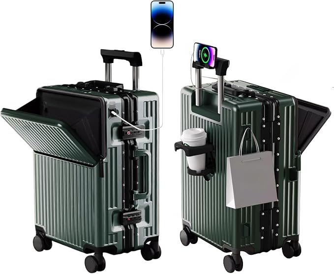 Zipperless Luggage, Polycarbonate Aluminum Hard Shell, Expandable Carry-On by cycyCarry