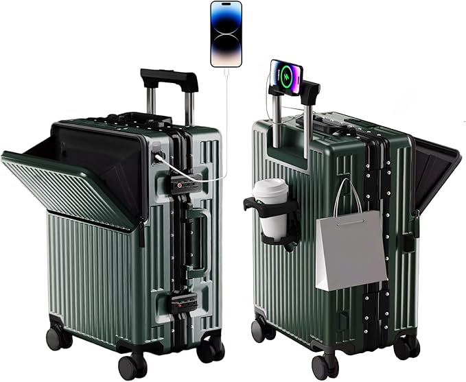 Zipperless Luggage, Polycarbonate Aluminum Hard Shell, Expandable Carry-On by cycyCarry