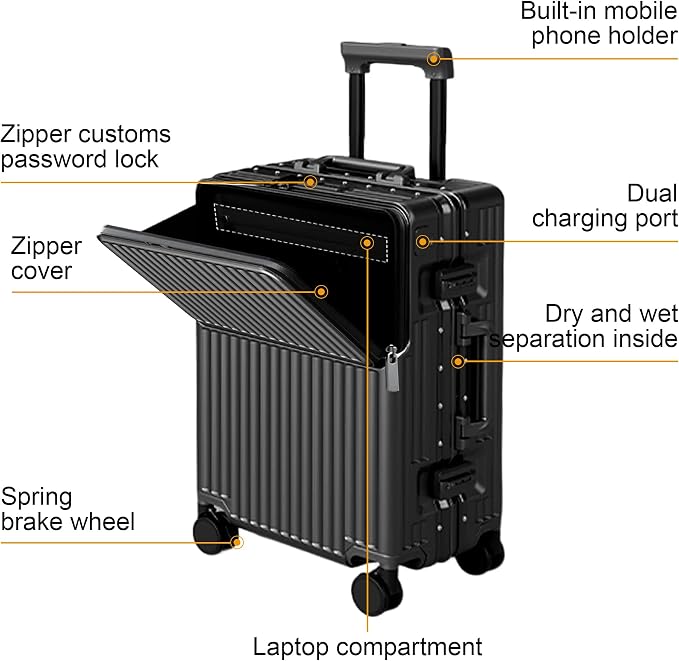 Hard Shell Luggage 20 Inch Travel Luggage, ABS Aluminum Frame, Lightweight - Image 2