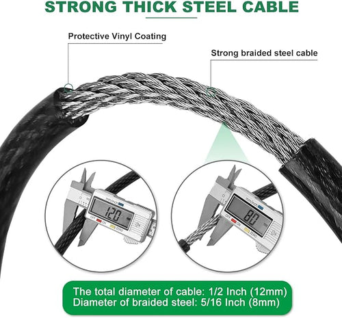 7 ft x 1/2" Heavy Duty Cut-Proof Security Cable | Flexible Vinyl-Coated Braided - Image 2