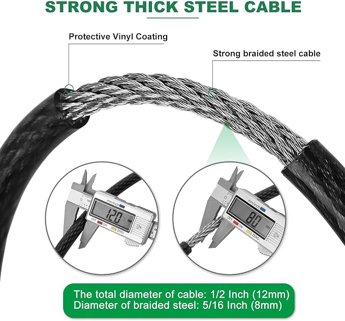 15 ft x 1/2" Heavy Duty Cut-Proof Security Cable | Flexible Vinyl-Coated - Image 2