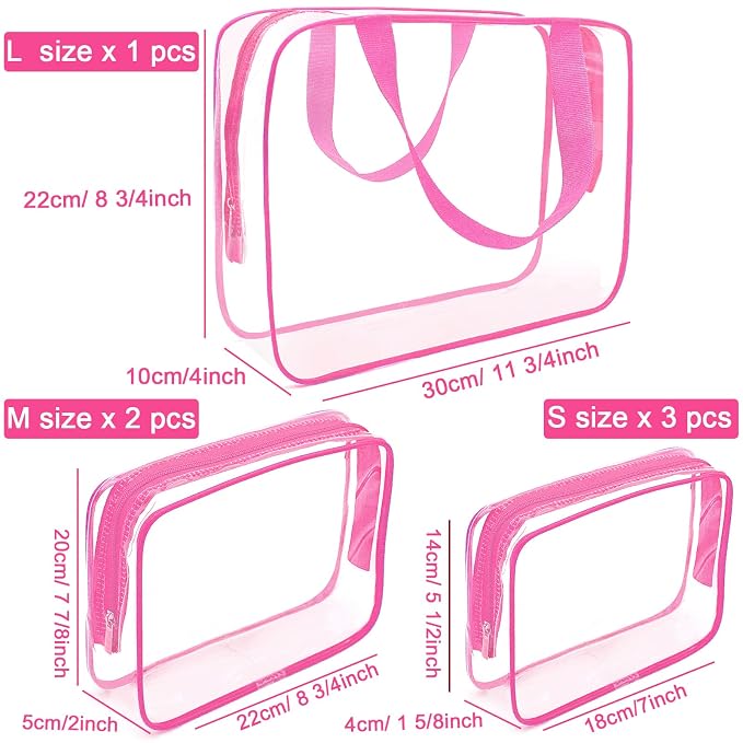 APREUTY Clear Makeup Bags, TSA Approved 6 Pcs Cosmetic Makeup Bags Set Clear PVC - Image 3