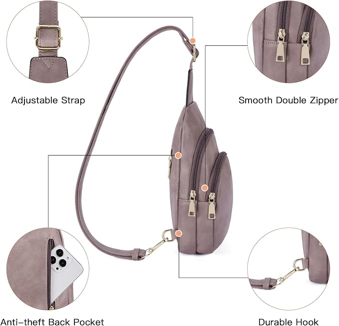 Telena Small Sling Bag for Women Leather Crossbody Fanny Packs Chest Bag for - Image 4